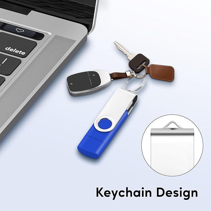 16GB Type-C & USB2.0 Flash Drive 1PCS, EASTBULL 2-in-1 FAT32 USB C Flash Drive Bulk Type-C Thumb Drives OTG Memory Sticks Compatible with Smartphones, Computers, Tablets, Mac (Blue, 16GB)