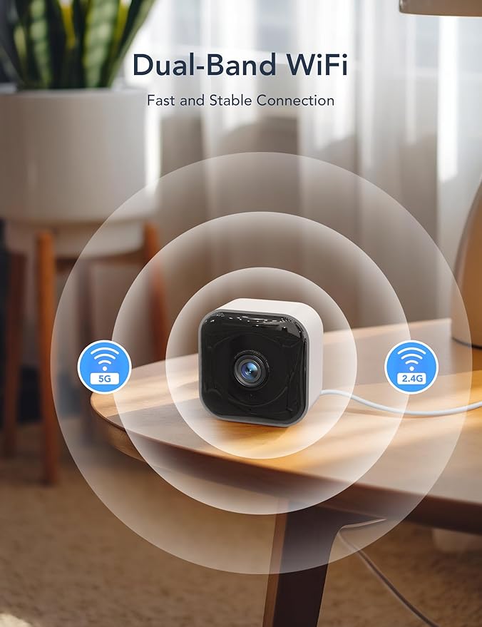 GNCC 2K Indoor Cameras for Home Security with Phone App, 2.4G/5G Mini Pet Cam w/Human/Motion/Sound Detection, Compatible with Alexa, Cloud Storage Optional, Fixed View, Plug-in, 2 Pack