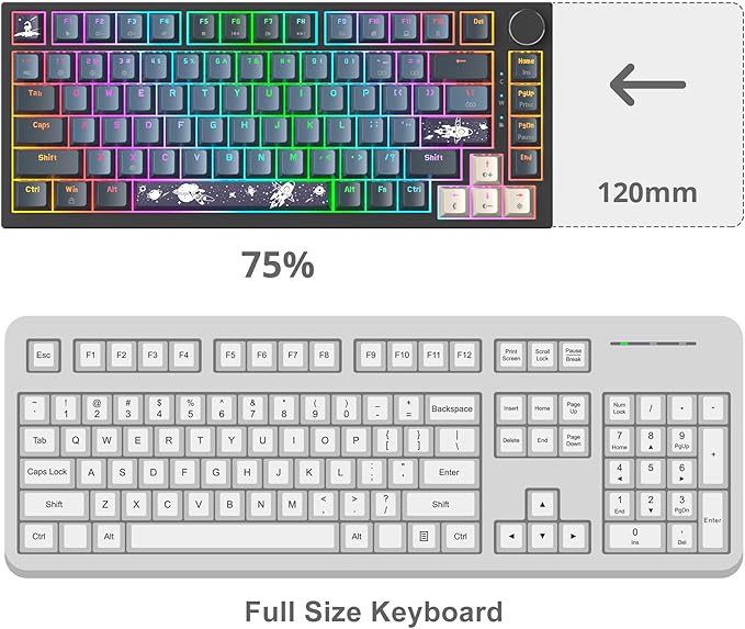 Fogruaden Wired 75 Percent Gaming Keyboard, Hot Swappable, Gasket Mount Creamy Mechanical Keyboard with Knob, Linear Red Switch, RGB Backlit, Sound Absorbing Pads, NKRO Compact TKL Custom Keyboard