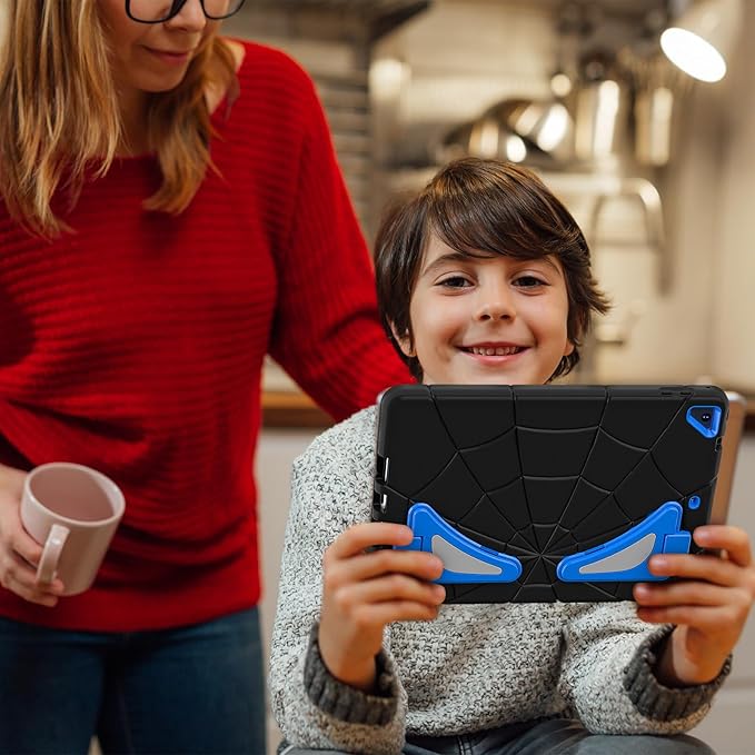AKABEILA Compatible with Apple iPad 9.7 5th/6th(2017/2018)/iPad Air 2/iPad Pro 9.7 Tablet Case，Lightweight Shockproof Rugged Protective Cover with Kickstand for Kids Children Boys Babies Black Blue