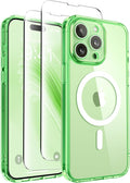 CAPRARO Magnetic for iPhone 15 Pro Max Case, [Compatible with MagSafe] [Full Camera Protection] Shockproof Protective Slim Translucent Matte Phone Case for iPhone 15 Pro Max 6.7'', Clear Green