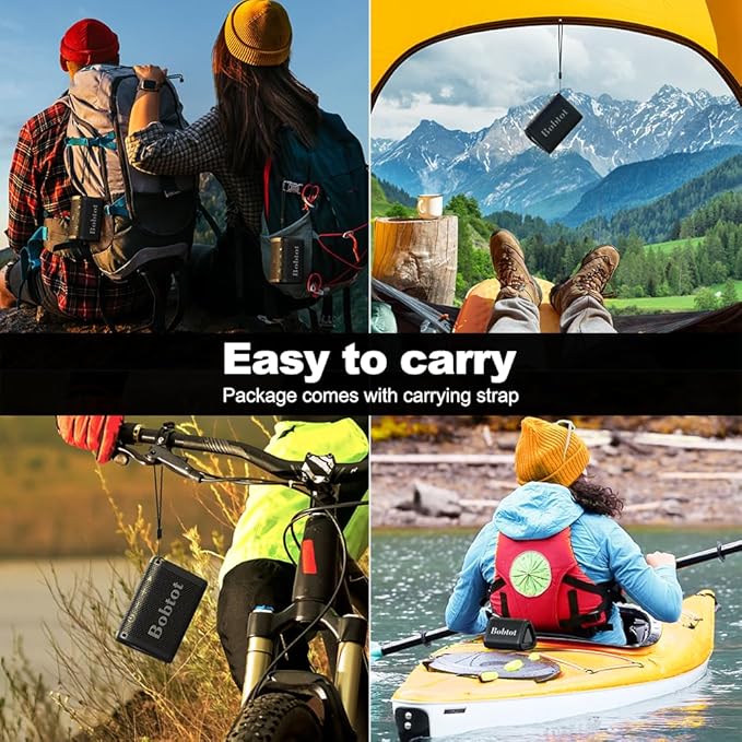 Bobtot Portable Bluetooth Speaker, IPX7 Mini Speaker, Loud and Stereo Sound with Bass, 15H Playing Time, TWS Pairing for Travel, Party, Camping