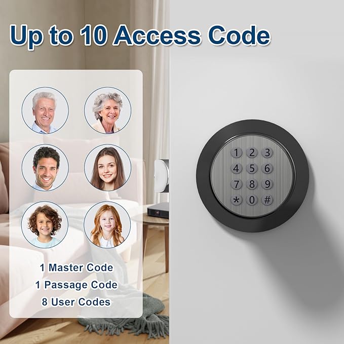 FITNATE Door Knob with Keypad,Digital Door Lock for Keyless Entry,Electronic Door Lock with Spare Keys,Auto Lock, Anti-Slip Handle, Easy to Install for Bedroom,Home and Office