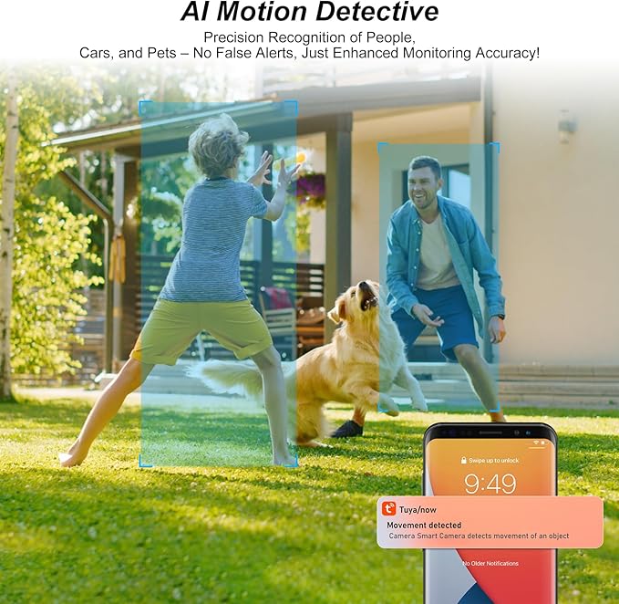 5G WiFi Security Cameras Wireless Outdoor, 5G Security Camera for Home Security, AI Motion Detection, Color Night Vision, SD Card/Cloud Storage, Waterproof, Compatible with Alexa/Google Home