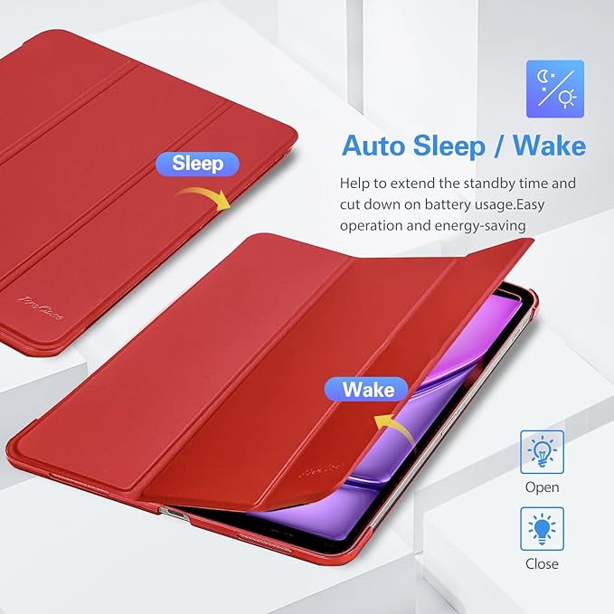 ProCase Smart Case for iPad Pro 12.9 2022/2021/2020/2018, Slim Stand Hard Back Shell Smart Cover for iPad Pro 12.9" 6th Gen/5th Gen/4th Gen/3rd Gen -Red