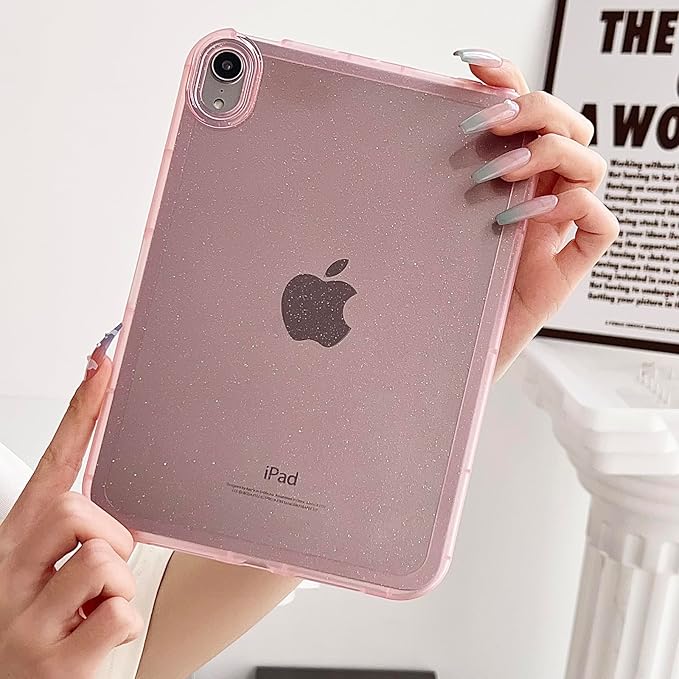 for iPad 9th/8th/7th Generation Case 10.2 inch, Glitter Soft TPU Back Shockproof Shell Bling Sparkly Flexible Silicone Lightweight Thin Cover for iPad 10.2 Inch Tablet 2021/2020/2019, Pink