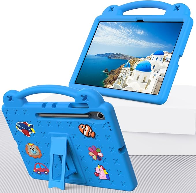 AKABEILA Compatible with Samsung Galaxy Tab A11+ 2025 Tablet Case, Kids Friendly Universal Lightweight Shockproof Protective Case with Shoulder Strap & Stand Handle Sky Blue