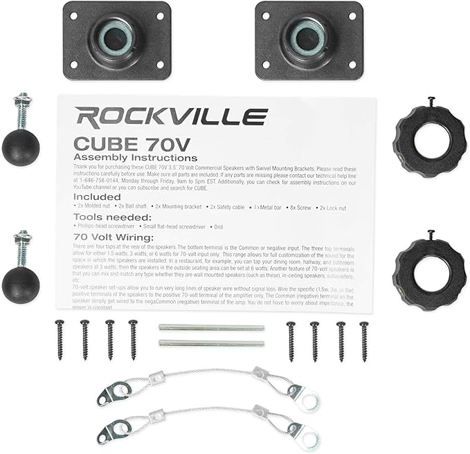 Rockville Pair Cube Black 30W RMS 3.5" Home Theater Wall Speakers, 8 Ohm, 360-Degree Swivel Brackets, True 2-Way Audio, Compact Design, for Home Theater and Surround Sound