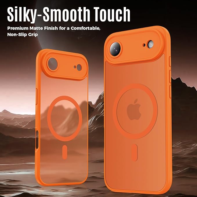 Symcele Designed for iPhone Air Case, Compatible with MagSafe, [Camera Protection] [15FT Military Drop Protection] Shockproof Translucent Matte Anti-Slip Phone Case, 6.5", Cosmic Orange