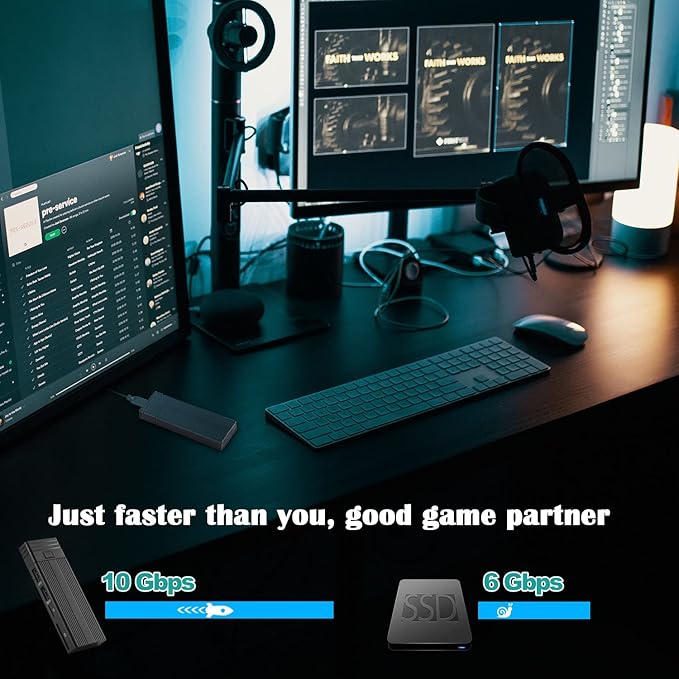 Fanblack 2 in 1 M.2 NVMe SSD Enclosure Adapter Tool-Free, USB 3.2 Gen 2 10Gbps HDD Adapter MKey(B+M Key) SSD Reader, with 2 Port USB Type-A and SD/TF Cardread, Support UASP Trim for 2242/2260/2280