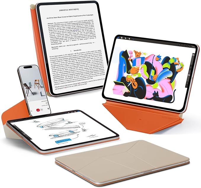 MOFT Dynamic Folio Case for iPad Air 13-inch (M4 2026 / M3 2025 / M2 2024),Slim Magnetic Stand Case with 20+ Viewing Angles, Auto Wake/Sleep,Ultra Thin, Beach White x Terracotta
