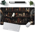 Dark Witchy Desk Mat Gaming Desk Pad Large Mouse Pad, Magician'S Fantasy Bookcase Gothic Mouse Mat XXL Laptop Keyboard Pad, Laptop Keyboard and Mouse Mat Desktop Protector Mat 31.5 X 15.7 in