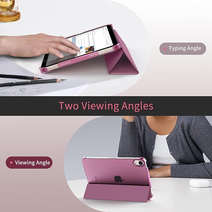 MoKo for iPad mini 7 (A17 Pro) Generation Case 2024, iPad mini 6 Case 2021, 8.3-inch Slim Lightweight Protective Hard Back PC Shell Stand Cover Support Touch ID, Auto Wake/Sleep, Smokey Purple