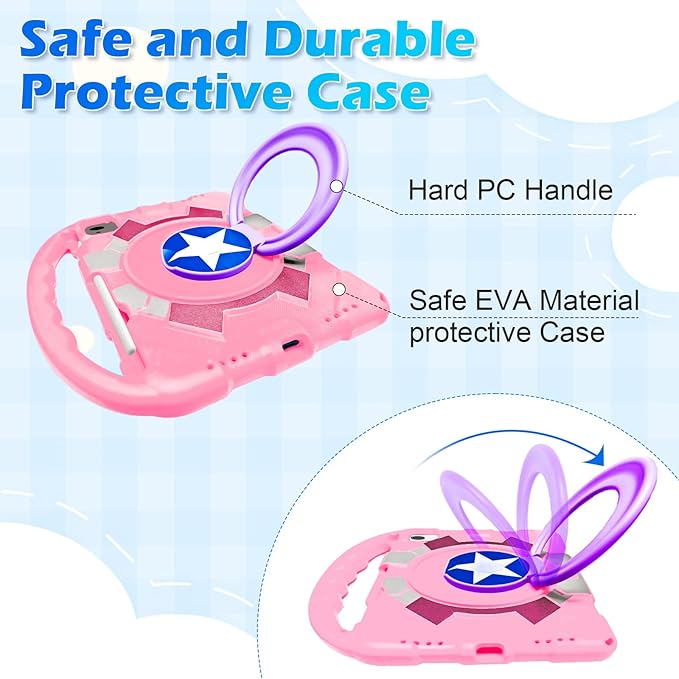 Case for iPad Air 11-inch M3 (2025) / M2 (2024), iPad Air 5th (2022) / 4th Generation (2020) 10.9 Inch, Fully-Body Rugged Heavy Duty Shockproof Case with Kickstand for Kids (Light Pink)