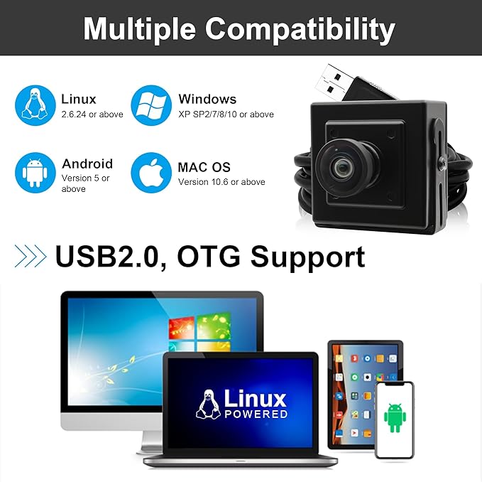 SVPRO 16MP USB Camer, 120° Wide Angle, Distortion-Free Webcam for Computer Laptop, Embedded Video Camera with IMX298 Sensor for Machine Vision, USB2.0 Industrial Camera for 3D Printer