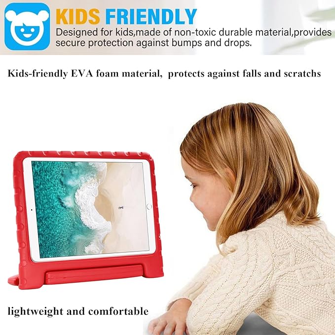 Kids Case for iPad Pro 10.5" 2017 & iPad Air 3rd Gen 10.5 inch 2019, with Rotating Handle/Stand Soft Shockproof EVA Drop Proof Lightweight Kids Girl Boy Kickstand Protective Cover,Red