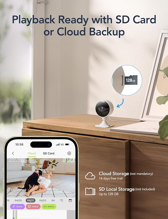 GNCC Only 2.4GHz Indoor Security Camera, 1080P Cameras for Home Security, Motion Detection, Two-Way Audio, Night Vision, Dog Camera with App, Easy Install, Cloud Storage Subscription Required(4-Pack)