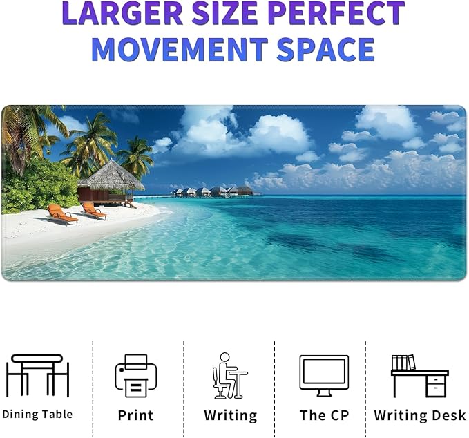 Large Mouse Pad, Desk Mat, XL Gaming Keyboard Mat, Non-Slip Rubber Base, Full Extended Mousepad for Gaming Office Home, 31.5 X 11.8 Inch, Beach Sand