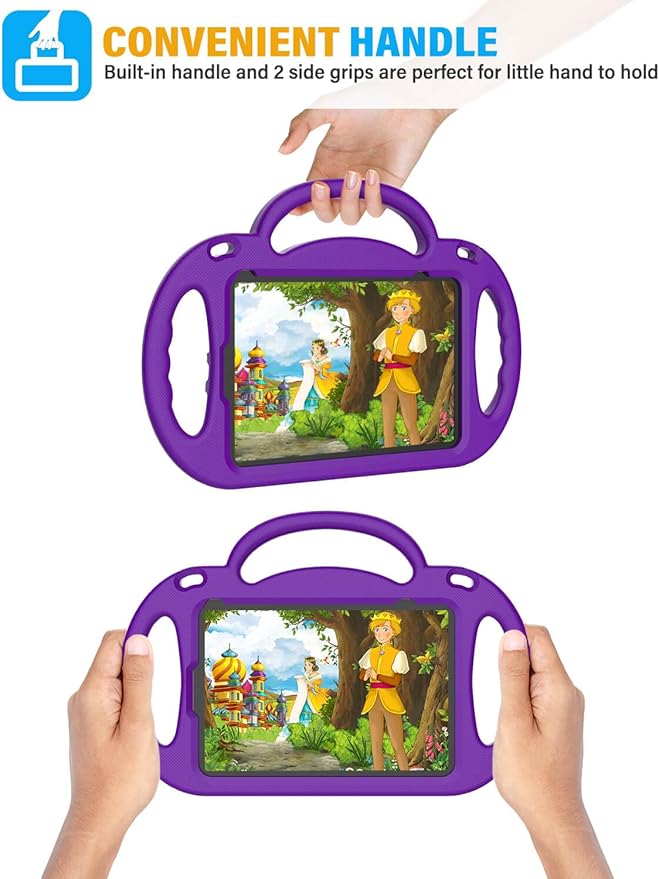 Kids Case for iPad Mini 7 (A17 Pro) 2024/ Mini 6 2021, iPad Mini 7th/6th Generation Case with Shoulder Strap - Durable Shockproof with Handle Stand Protective Cover for iPad 8.3 Inch, Purple