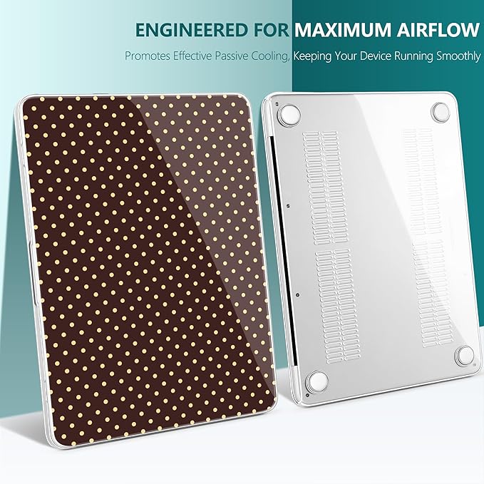 DONGKE for MacBook Neo 13 Inch Case 2026 (Model A3404, A18 Pro chip), Stylish Pattern Protective Hard Shell with Screen Protector, Keyboard Cover & USB-C Adapter - Brown Polka Dots