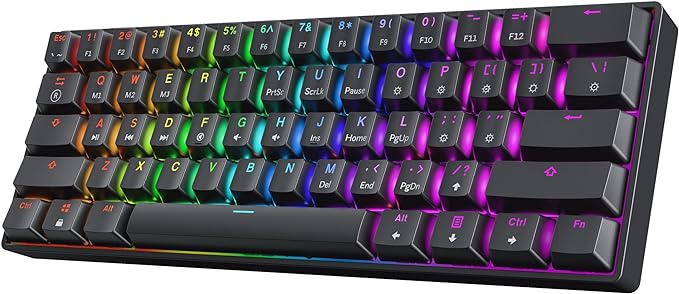 HK GAMING GK61 SE 60% | Mechanical Gaming Keyboard | 61 Keys Multi Color RGB LED Backlit for PC/Mac Gamer | US Layout (Black, Mechanical Black)