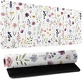 Floral Desk Mat Large Extend Mouse Pad XXL Beige Boho Desk Pad 35.4x15.7 Inch Cute Minimalist Flowers Mouse Pads Flowers Esthetics Computer Laptop Mouse Mat Non-Slip for Home Office Desktop Decor