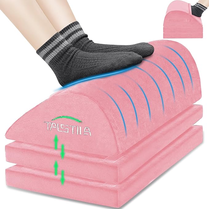 TALSTILA Foot Rest for Under Desk at Work, Under Desk Footrest, Ergonomic 3 Adjustable Heights Footrest, Footrest with Feet Warm Pocket, for Office Desk & Office Chair - Back & Leg Hip Pain Relief