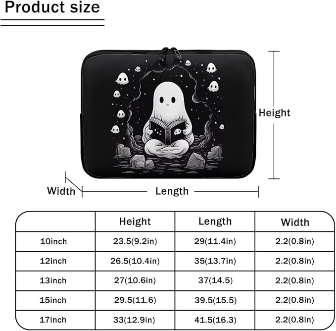 Cute Ghost Laptop Sleeve Case for Women Men 13 inch Laptop Protector with Multiple Uses Portable Computer Sleeve Kawaii Tablet Bag Laptop Carrying Case Gifts for Girls