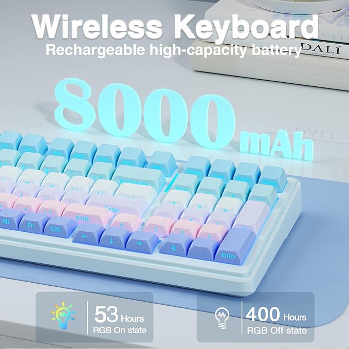 AULA F99 Wireless Mechanical Keyboard,Triple-Mode(BT5.0/2.4GHz/USB-C),Gasket Mounted Creamy Keyboard with Linear Switches, Side Printed PBT Keycaps,RGB Backlit PC Gaming Keyboards for Win/Mac