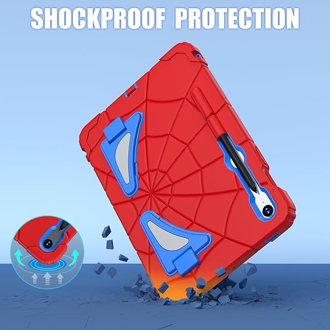 AKABEILA Compatible with Samsung Galaxy Tab S7/S8/S9/S9 FE 11 inch(2023) Tablet Case，Lightweight Shockproof Rugged Protective Cover with Kickstand for Kids Children Boys Babies Red Blue