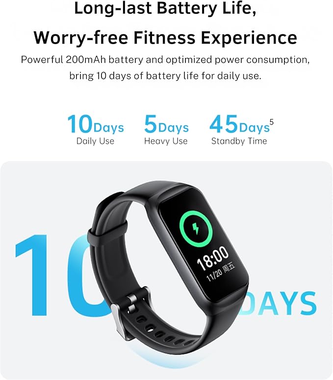 MEHRI Fitness Tracker - Smart Watch with 24/7 Heart Rate, Blood Pressure & Oxygen, Sleep & Stress Monitoring, IP68 Waterproof, Activity Tracker, Step Count, Calories, Distance & More (Black)
