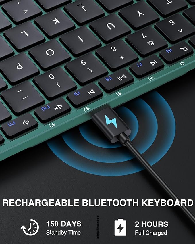 ProtoArc Foldable Bluetooth Keyboard, XK01 Full-Size Portable Wireless Keyboard for Travel, 105 Keys, 0.65" Keycaps, Multi-Device Sync for iPad Tablet Smartphone Laptop PC Windows iOS Android, Green