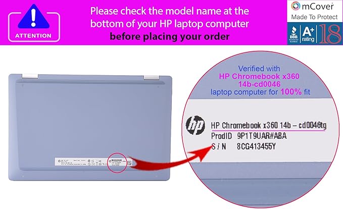 mCover Hard Case ONLY Compatible for 2024~2025 14" HP Chromebook x360 14B-CD0000 Series Laptop Computers (NOT Fitting Any Other HP Chromebook & Windows Notebook PC)- Black
