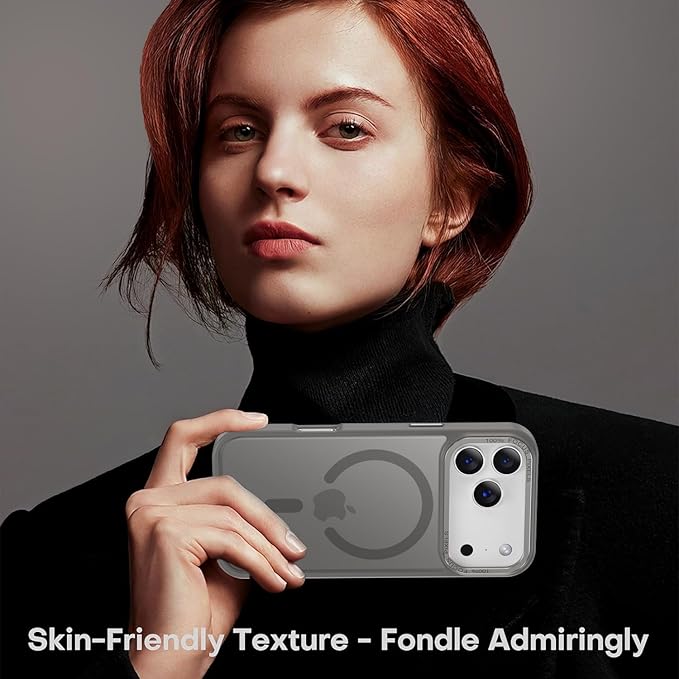 Newfuture Magnetic for iPhone 17 Pro Max Case [Compatible with Magsafe] [Military Grade Drop Protection] Translucent Matte Anti-Scratch Shockproof Protective Phone Cover 6.9 Inch, Titanium Gray