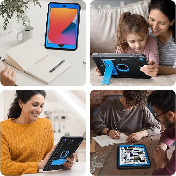 SIBEITU Case Compatible with iPad 9th Generation for Kids, with Pencil Holder Stand, Heavy Duty Rugged Case for iPad 10.2 inch