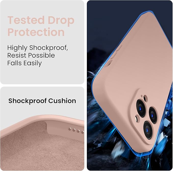 FireNova Designed for iPhone 13 Pro Max Case, Silicone [Camera Protection] Phone Case, Soft Anti-Scratch Microfiber Lining Inside, 6.7 inch, Pinksand