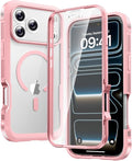 Diaclara Magnetic Designed for iPhone 17 Pro Max Case Full Body Bumper,[Compatible with MagSafe] Military Drop Proof Cover with Built-in Touch Sensitive Anti-Scratch Screen Protector,Pink
