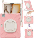 BRAECN for iPad Air 13 Kids Case M4 2026/M3 2025/M2 2024 & iPad Pro 12.9 Case (6th/5th4th/3rd Gen), Heavy Duty Silicone Cover with 360 Swivel Ring Kickstand/Shoulder Strap/Pencil Holder, Sakura Pink
