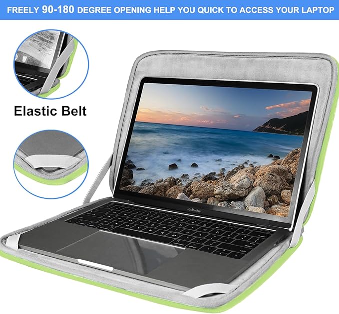 Laptop Sleeve 14 inch, Upgrade Shockproof Protective Computer Case Briefcase Carrying Bag Compatible with 14" HP, Lenovo, Asus, Acer, Notebook, Chromebook Computer, Light Green