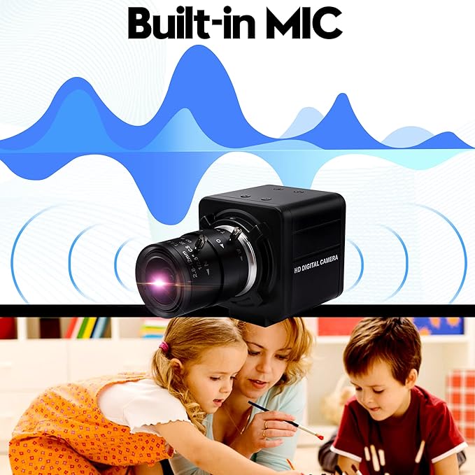 4K USB Camera 2.8-12mm Varifocal Manual Lens Webcam, Ultra HD 4X Zoom with IMX317 Sensor for Windows, Linux, Raspberry Pi, Mac OS