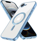 Hython Magnetic Clear for iPhone 16e Case with Camera Lens Protector [Compatible with MagSafe] Luxury Plating Edge Slim Soft TPU Cover Protective Phone Case for iPhone 16e 6.1", Matte Light Blue