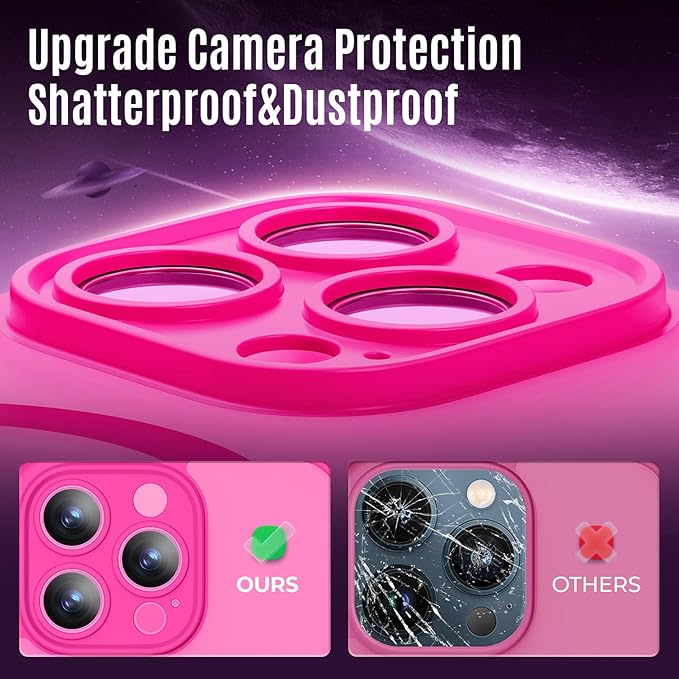 Symcele Designed for iPhone 12 Pro Max Case, Compatible with MagSafe, with Privacy Screen Protectors X2, [Camera Protection] [15FT Military Drop Protection] Shockproof Phone Case, 6.7", Hot Pink