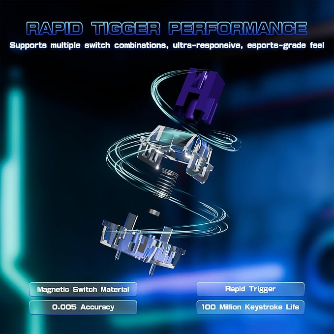 ATTACK SHARK R85 HE Wired 75% Rapid Trigger Mechanical RGB Gaming Keyboard with Custom Lightbox,8KHz Polling Rate,0.005mm RT Accuracy,0.08MS Latency,Hall Effect,Magnetic Switch,Driver for PC-Moonlight