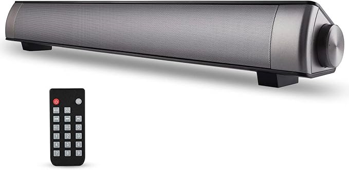 2 X 5W Mini Bluetooth Sound Bar, Wired and Wireless Home Theater Audio for Cell Phone/Tablet/Projector and Support TV with AUX/RCA Output (Remote Control Included)
