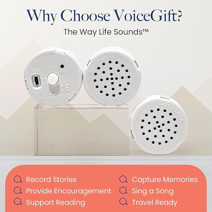 VOICEGIFT Mini-Me, 60-Second Multi-Message Audio Recorder for Plush Toys, Quilts, Pillow, Crafts, Playful Mini Voice Gift Inserts for Custom Sound Gifting & DIY Projects 2-Pack