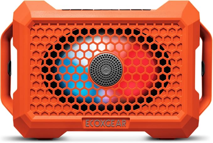 ECOXGEAR Defender: Outdoor Portable Bluetooth Speaker, 121dB Massive Sound, Waterproof and Drop Proof, with LED Party Lights, Pair up to 100, 25+ Hours Playtime (Blaze Orange)