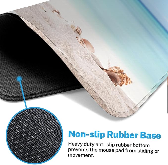 Britimes Summer Beach Sea Shells Large Mouse Pad Non-Slip Starfish Shore Sun Desk Pad Keyboard and Mouse Desk Mat Gaming Mousepad for Game, Office & Home, 31.5 x 15.7 in