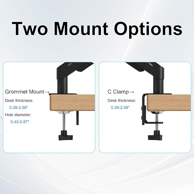 THEARK Single Monitor Desk Mount 17"-32" Screens - Adjustable Gas Spring Monitor Arm Computer Monitor Stand up to 19.8 lbs,VESA Arm Desk Mount with C-Clamp and Grommet Base,VESA 75x75/100x100mm,Black