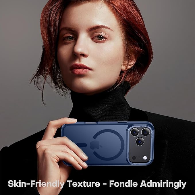 Newfuture Strong Magnetic Compatible with iPhone 17 Pro Case [13 FT Military Drop Protection] [Compatible with Magsafe] Slim Translucent Matte Shockproof with Anti-Fingerprint Phone Case, Navy Blue
