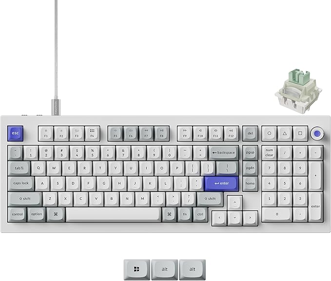 Keychron Q5 HE 96% 8K Wired Hall Effect Gaming Keyboard, Rapid Trigger Magnetic Switches Keyboard Hot Swappable, 8000 Hz Polling Rate, Adjustable Actuation, Aluminum, RGB, QMK, Mac/Windows – White